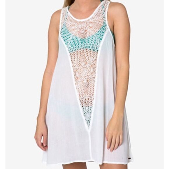 O' Neill Sophie Crochet White Coverup women size Medium - Picture 1 of 11